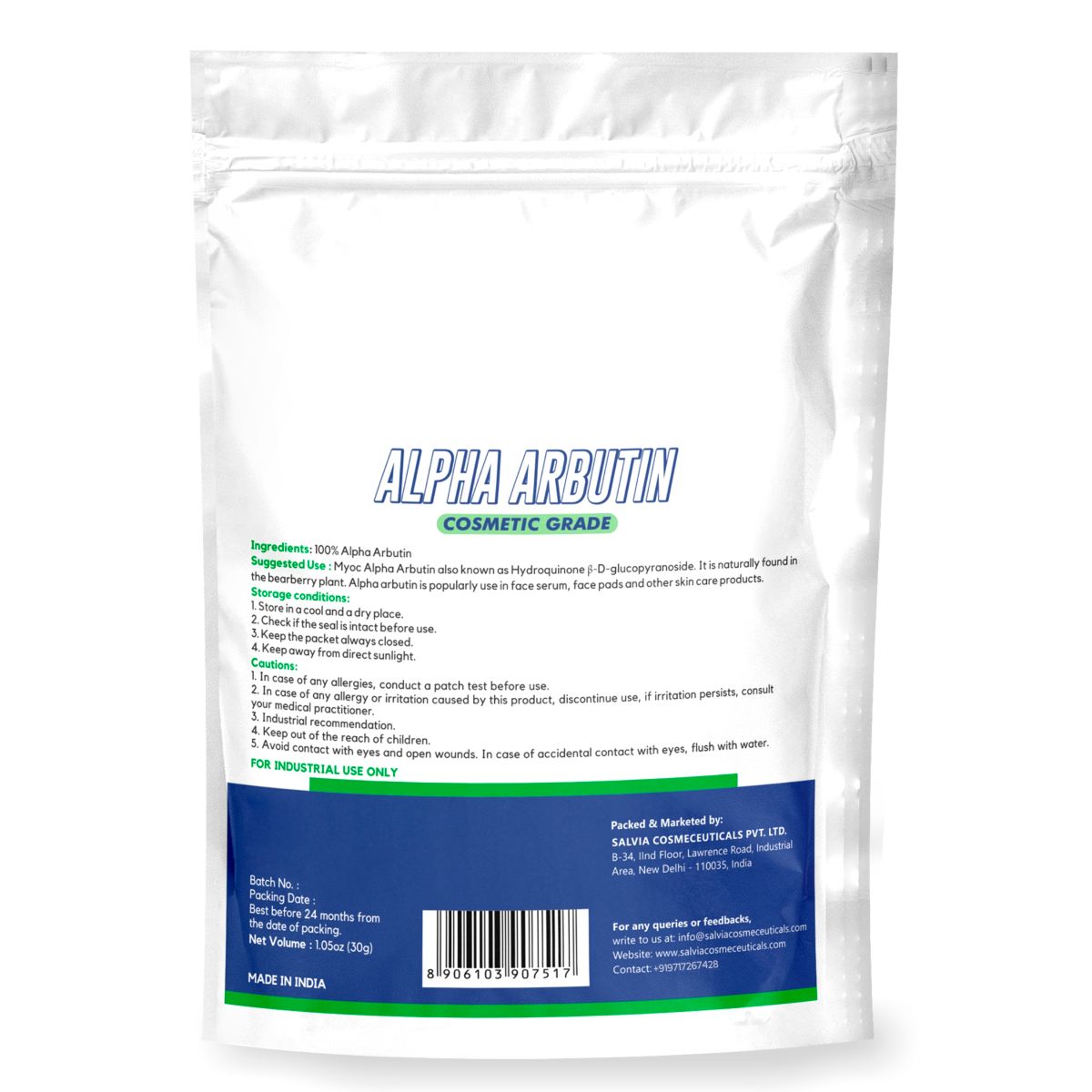 Shoprythm Cosmetic Raw Material Alpha Arbutin Powder 30 gm Shoprythm Cosmetic Raw Material Alpha Arbutin Powder 30 gm
